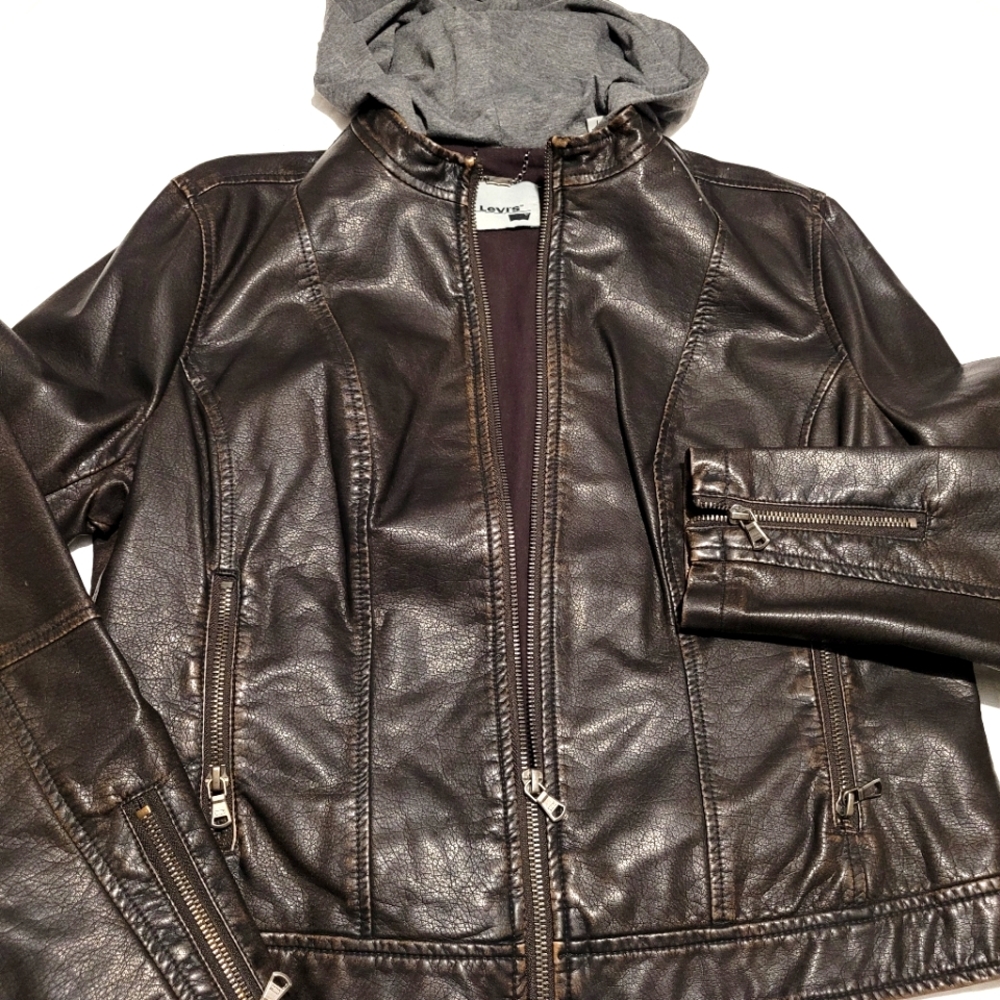 Womans Levi's Feux Leather hooded Jacket